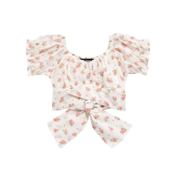 Katie J NYC Girls Chocolate Floral Chloe Top main image 0
